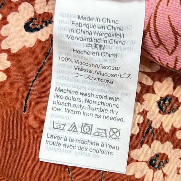 Madewell Hillside Daisies Tie Front Top In Multi Daisy Burnt Clay Boho Size S - Picture 8 of 8